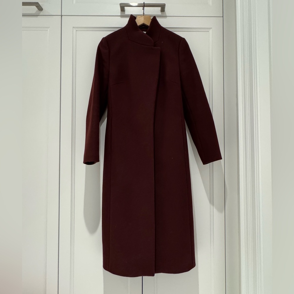 Reiss Mason Wool Blend Longline Coat - Berry